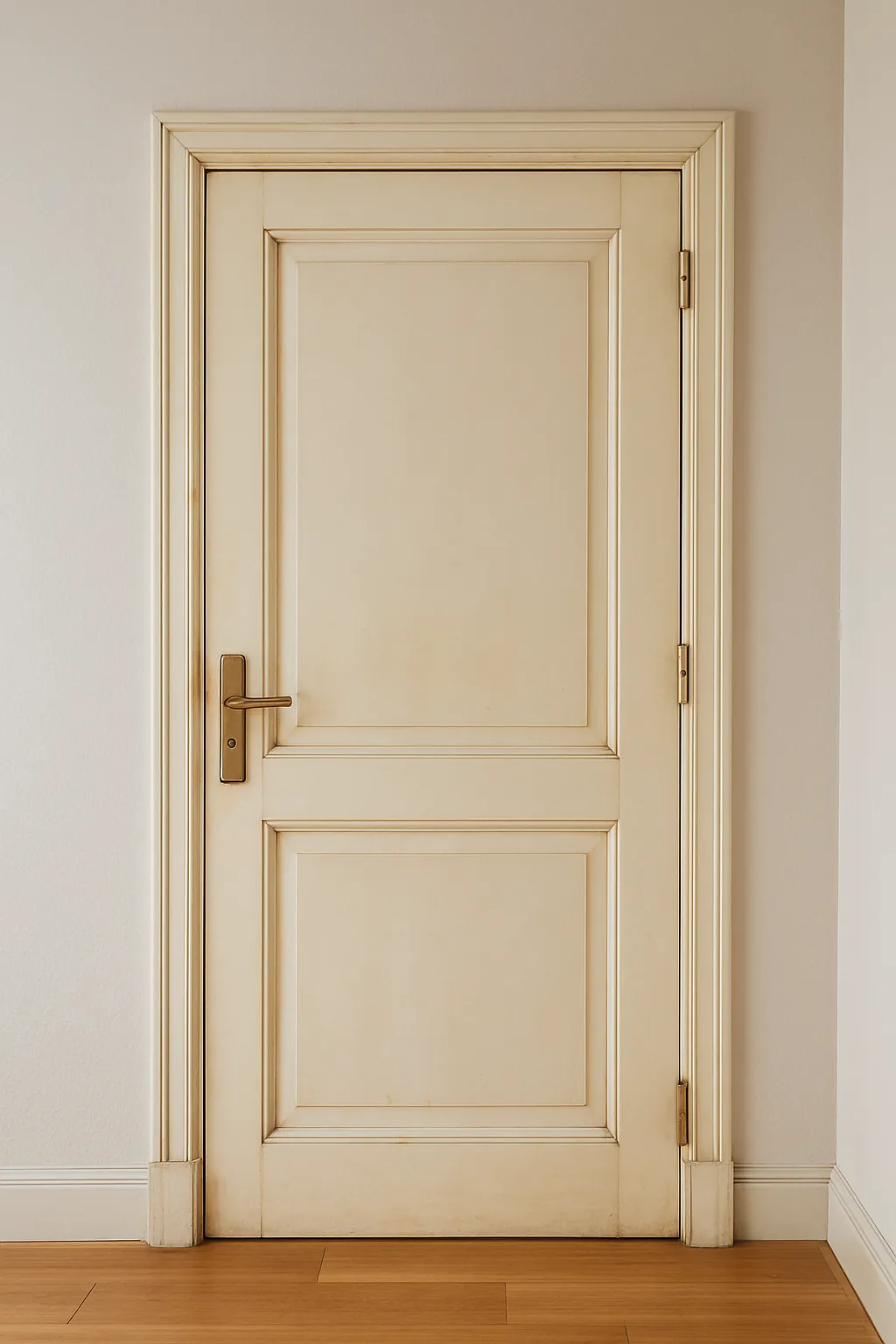 Voor - Verkleurde witte binnenkozijnen